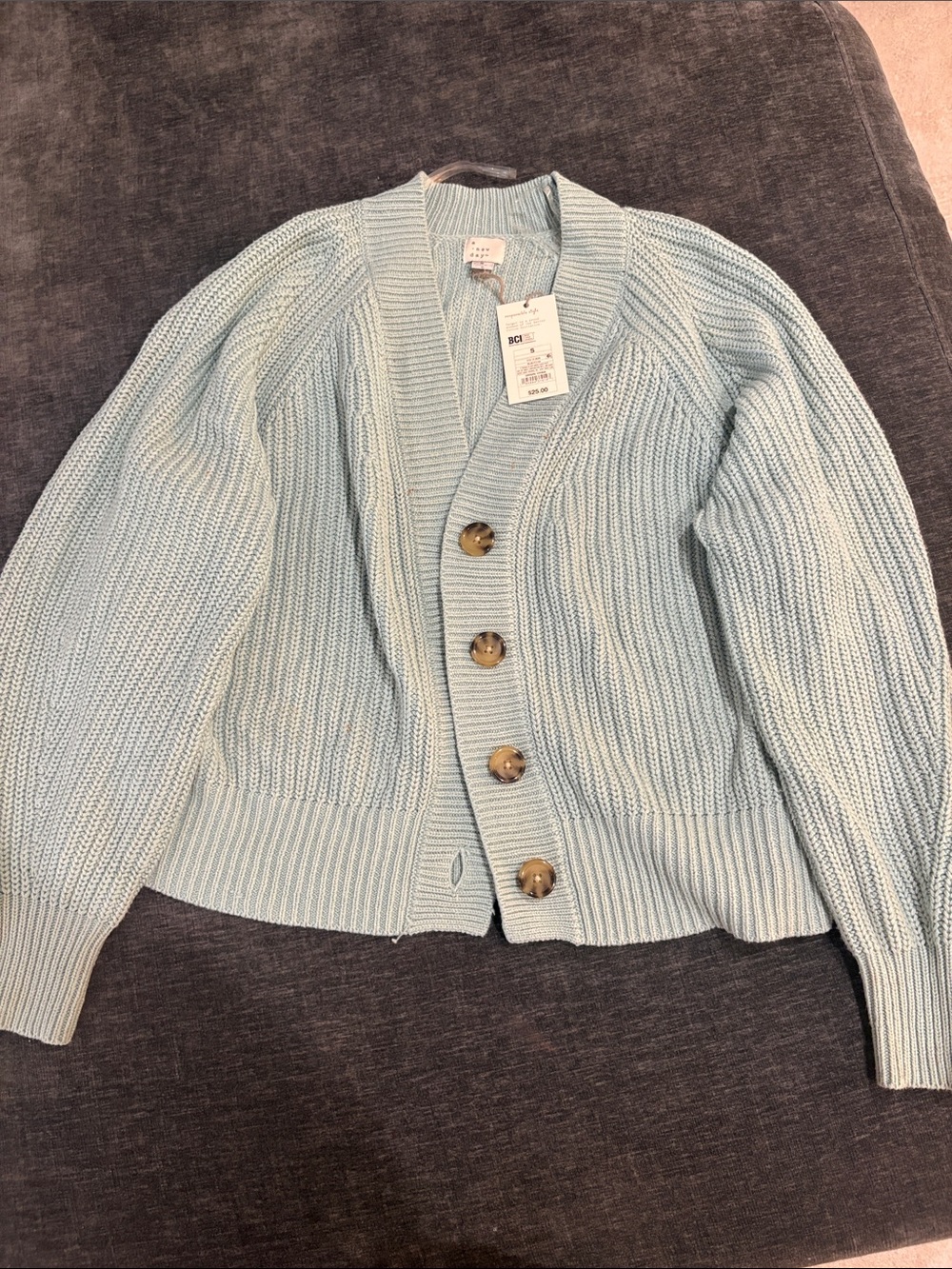 a new day Light Blue Chunky Button Cardigan